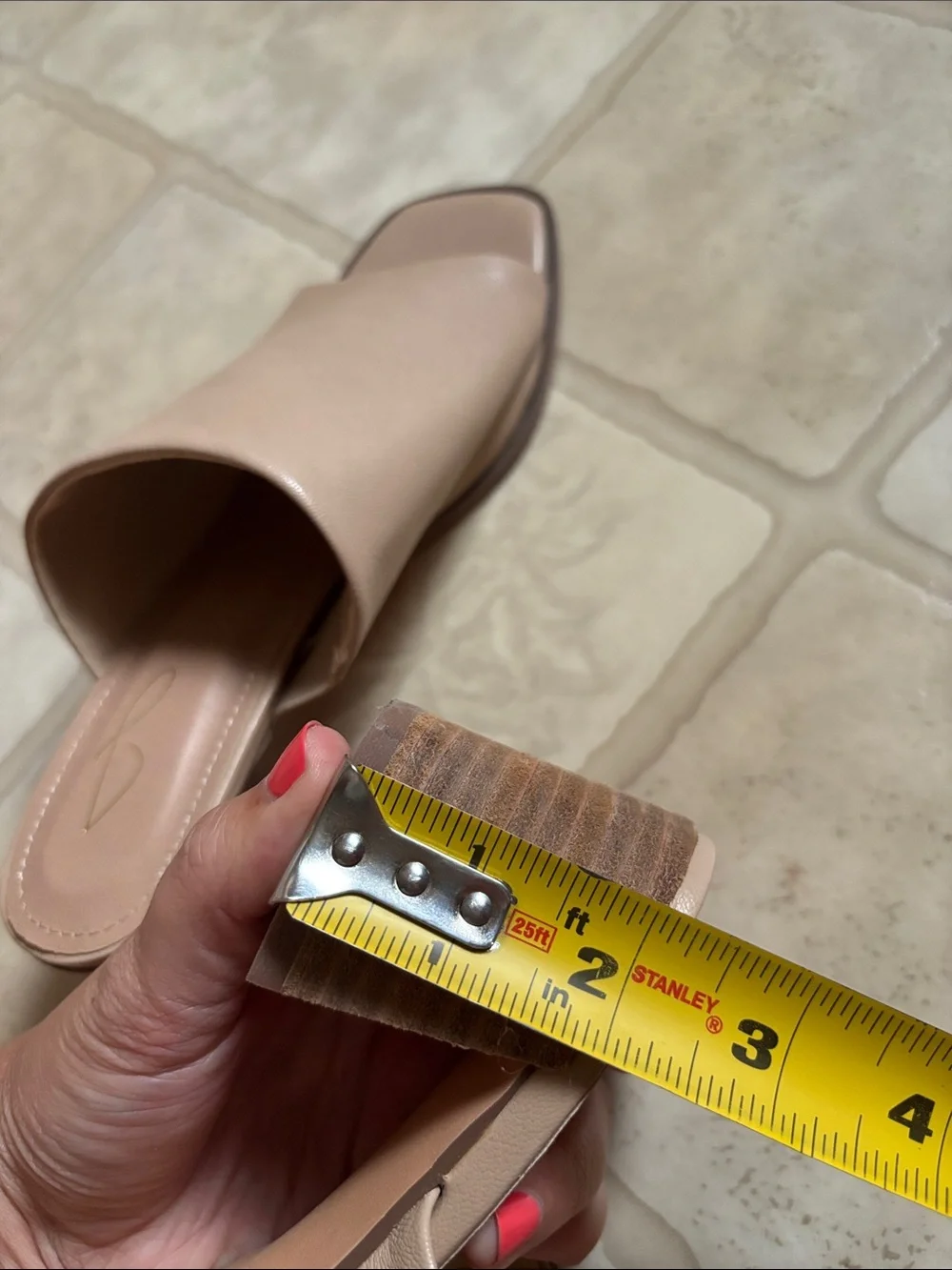 Joie Olympia Tan Beige Block Heel Square Toe Mule Sandals Women 8M